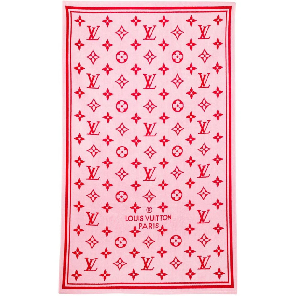 Louis Vuitton Drap Bain Pink Red Escale Monogram Classic Logo Bath Beach Towel